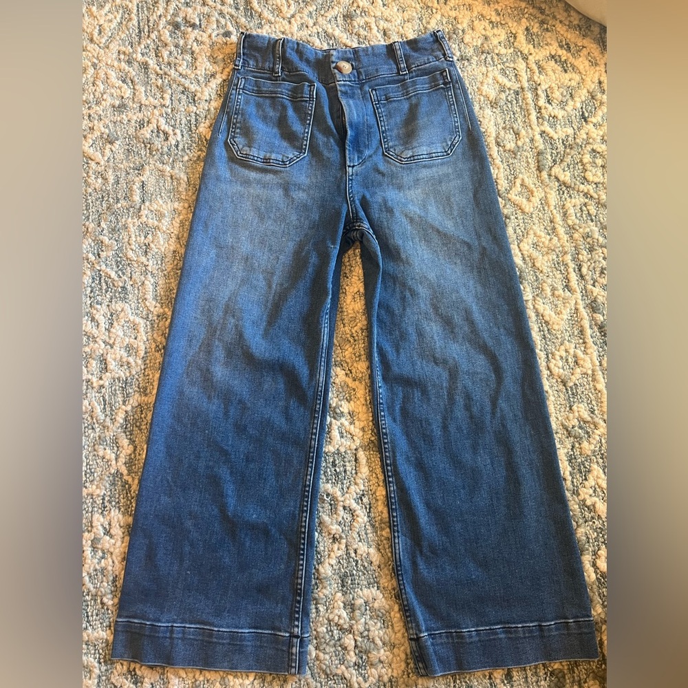 Maeve Colette Cropped High Rise Wide leg jeans Size 27